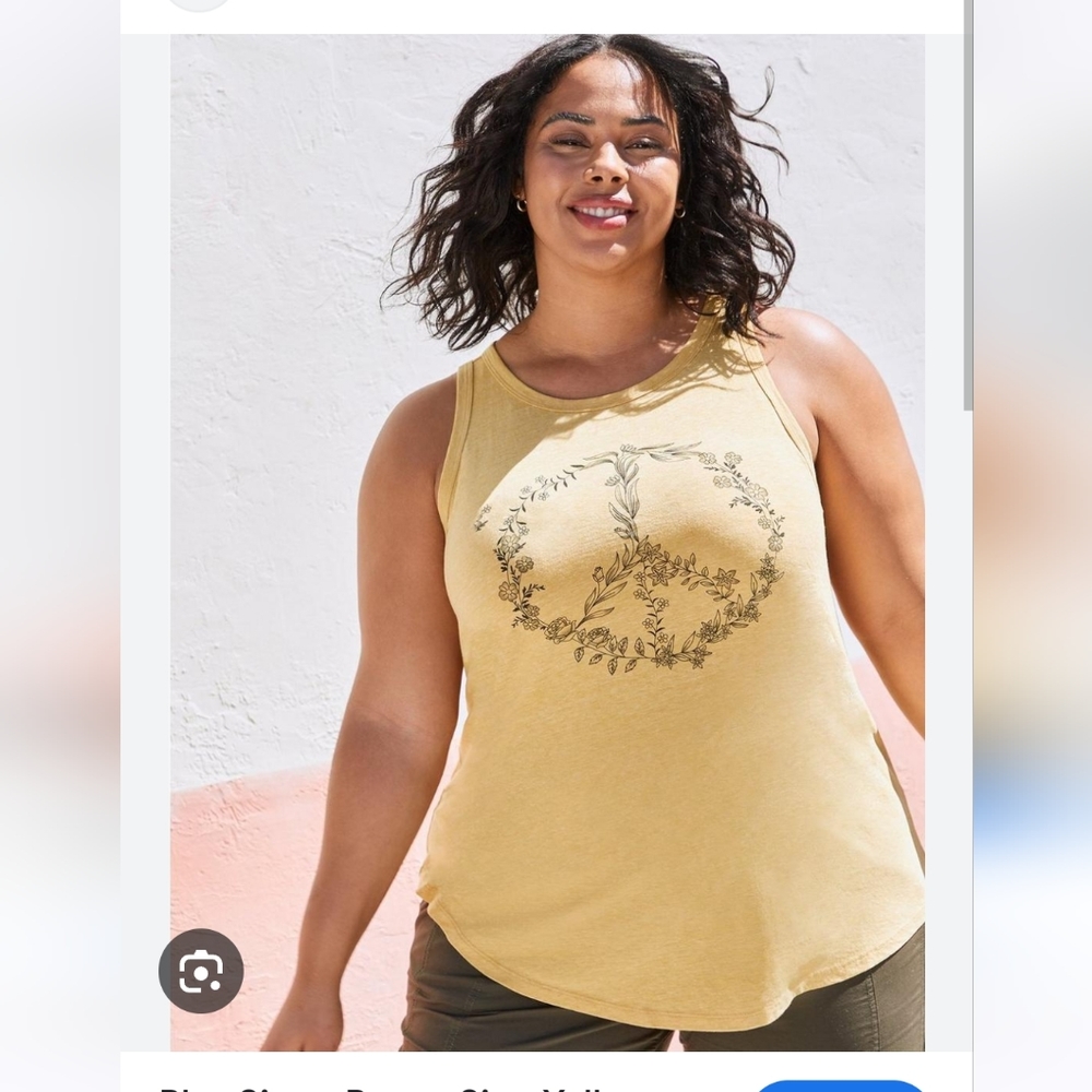 Torrid, Peace Sign Yellow Triblend Jersey Tank, size 1